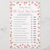 Roze en gouden Baby shower zei hij dat ze speelde (Voorkant)