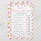 Roze en gouden Baby shower zei hij dat ze speelde (Voorkant / Achterkant)