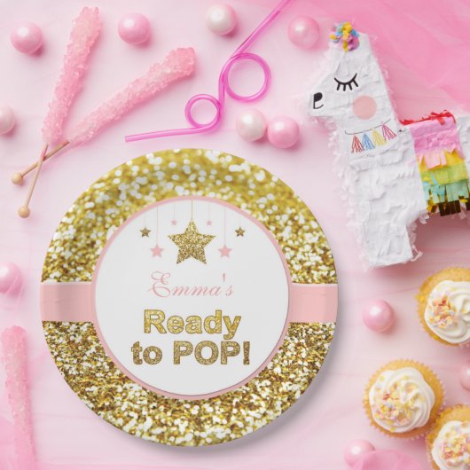 Roze en gouden baby showers borden papieren bordje (Feest)