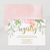 Roze en gouden Baby showers registratiekaart Bedankkaart (Voorkant / Achterkant)