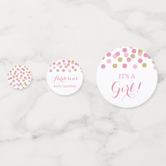 Roze en gouden Baby showers tafel Confetti (Voorkanten)