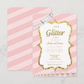 Roze en gouden baby showers uitnodiging (Voorkant / Achterkant)