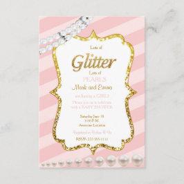 Roze en gouden baby showers uitnodiging