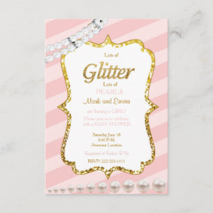 Roze en gouden baby showers uitnodiging