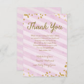 Roze en gouden Baby Sprinkle Shower Hartelijk dank Kaart (Voorkant / Achterkant)