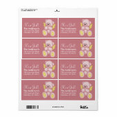Roze en gouden Baby Teddy Bear Angel Adresetikette Etiket (Full Sheet)