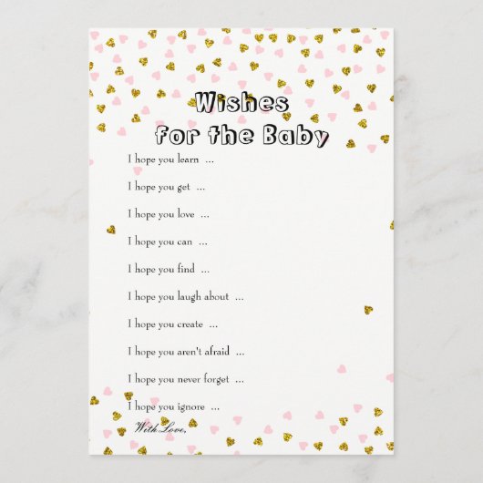 Roze en gouden Baby - Vereist Baby en Raad eens wi Advieskaart (Achterkant)