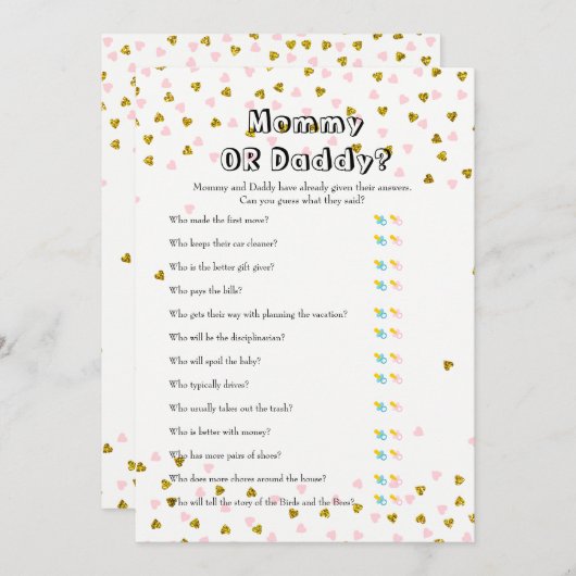 Roze en gouden Baby - Vereist Baby en Raad eens wi Advieskaart (Voorkant / Achterkant)