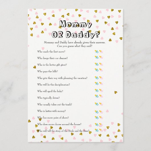 Roze en gouden Baby - Vereist Baby en Raad eens wi Advieskaart (Voorkant)