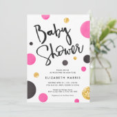 Roze en gouden babyschoeisel - poolpunten kaart (Staand voorkant)