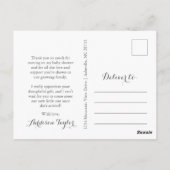 Roze en gouden babyshower bedankkaart briefkaart (Achterkant)