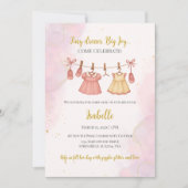 Roze en gouden babyshower uitnodiging (Voorkant)