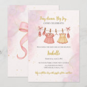 Roze en gouden babyshower uitnodiging (Voorkant / Achterkant)