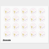 Roze en gouden Ballerina Birthday Ronde Sticker (Vel)