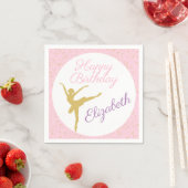 Roze en gouden Ballerina Birthday Servet (Insitu)