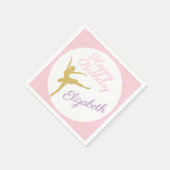 Roze en gouden Ballerina Birthday Servet (Hoek)