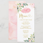 Roze en gouden ballerina tutu babyshower menu (Voorkant / Achterkant)