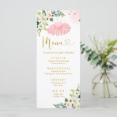 Roze en gouden ballerina tutu babyshower menu (Staand voorkant)