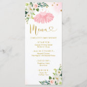 Roze en gouden ballerina tutu babyshower menu (Voorkant)