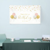 Roze en gouden ballon, eerste verjaardag banner (Beurs)
