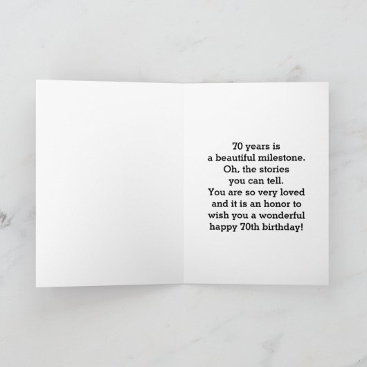 Roze en gouden ballonnen 70e verjaardag kaart (Binnen)