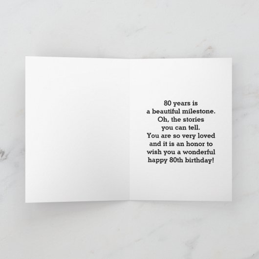 Roze en gouden ballonnen 80e verjaardag kaart (Binnen)