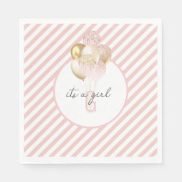 Roze en gouden ballonnen Baby shower Servet