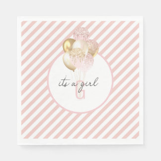 Roze en gouden ballonnen Baby shower Servet
