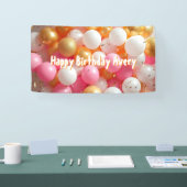 Roze en gouden ballonnen | Gepersonaliseerde verja Spandoek (Beurs)