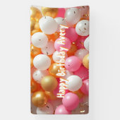 Roze en gouden ballonnen | Gepersonaliseerde verja Spandoek (Verticaal)