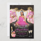 Roze en gouden ballonnen - Koninklijke uitnodiging (Voorkant)