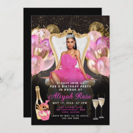 Roze en gouden ballonnen - Koninklijke uitnodiging