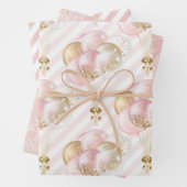 Roze en gouden ballonnen patroon Baby meisje Inpakpapier Vel (In situ)