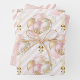 Roze en gouden ballonnen patroon Baby meisje Inpakpapier Vel