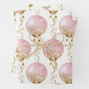 Roze en gouden ballonnen patroon Baby meisje Inpakpapier Vel