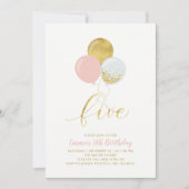 Roze en gouden ballonnen | Vierde verjaardag van h Kaart (Voorkant)