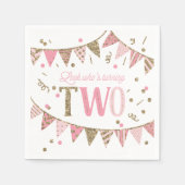Roze en gouden banners 2e verjaardag servet (Voorkant)