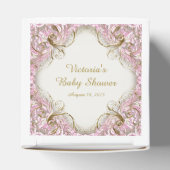 Roze en gouden Bassinet Baby shower Bedankdoosjes (Bovenkant)