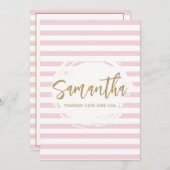 Roze en gouden Bat Mitzvah uitnodiging (Voorkant / Achterkant)