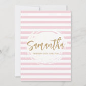 Roze en Gouden Bat Mitzwa Uitnodiging (Voorkant)