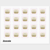 Roze en Gouden Bedankt Vierkante Sticker (Vel)