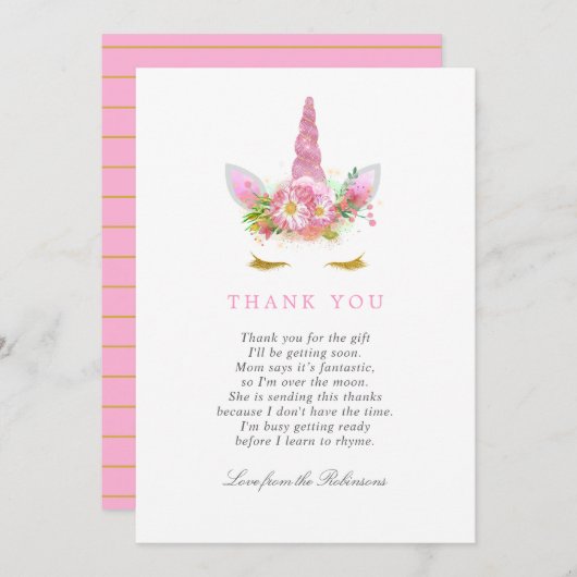 Roze en gouden Bedankt voor onkruidenierswaren (Voorkant / Achterkant)