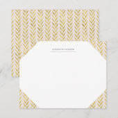 Roze en gouden blad Monogrammed briefpapier Notitiekaartje (Voorkant / Achterkant)