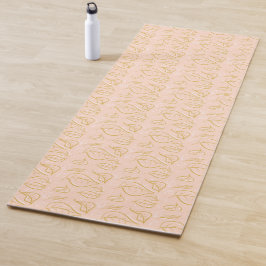 Roze en gouden bladpatroon yogamat