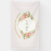 Roze en Gouden bloem Baby meisje baby shower Spandoek (Verticaal)