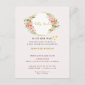 Roze en Gouden bloem Baby meisje baby shower Uitnodiging Briefkaart (Voorkant)
