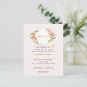 Roze en Gouden bloem Baby meisje baby shower Uitnodiging Briefkaart (Staand voorkant)