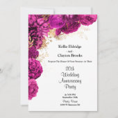 Roze en gouden bloem feestelijke huwelijksjubileum kaart (Voorkant)