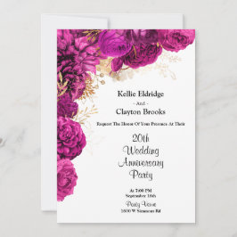 Roze en gouden bloem feestelijke huwelijksjubileum kaart