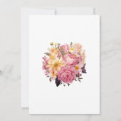 Roze en Gouden Bloemachtige Bruiloft Kaart (Achterkant)
